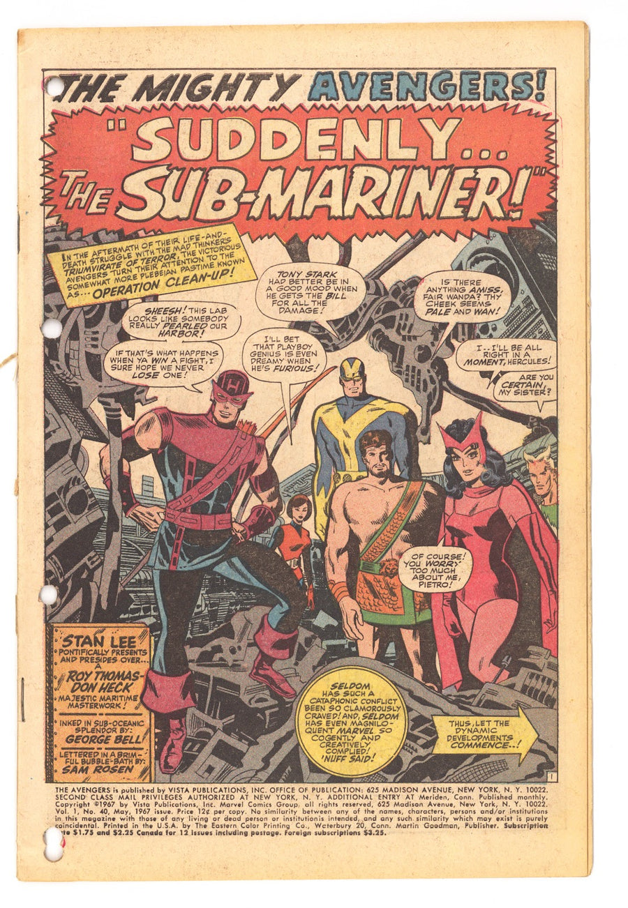 The Avengers Vol 1 40 Coverless (1967) 