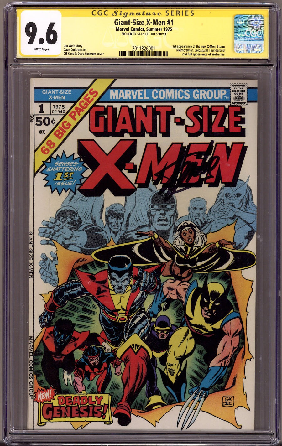 Giant-Size X-Men Vol 1 1 CGC 9.6 (NM+)   (1975)     Signed x1 Cover Stan Lee