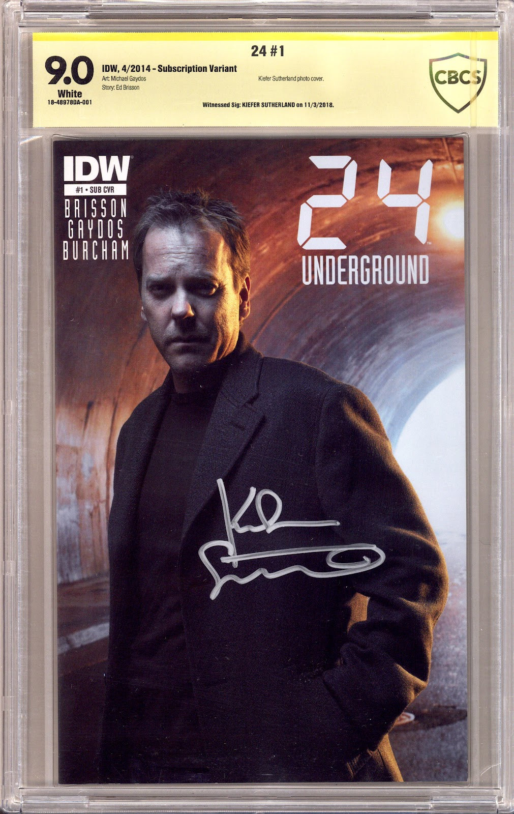 24 1 CBCS 9.0 (VF/NM) (2014) Photo Variant Signed x1 Cover Kiefer Sutherland 
