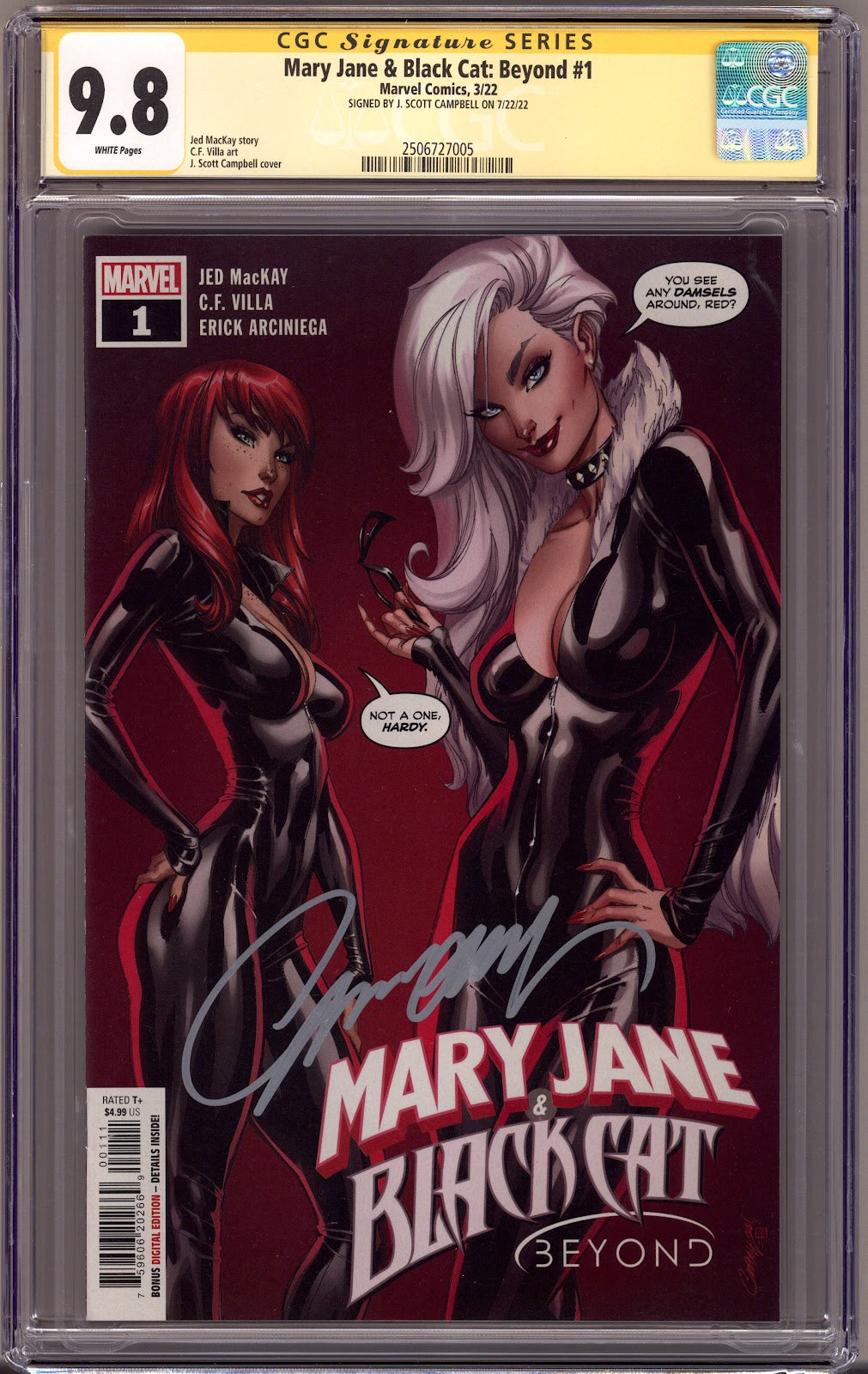 Mary Jane & Black Cat: Beyond   1 CGC 9.8 (NM/M)   (2022)     Signed x1 Cover J. Scott Campbell 