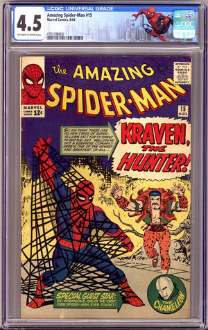 The Amazing Spider-Man Vol 1 15 CGC 4.5 (VG+)   (1964)