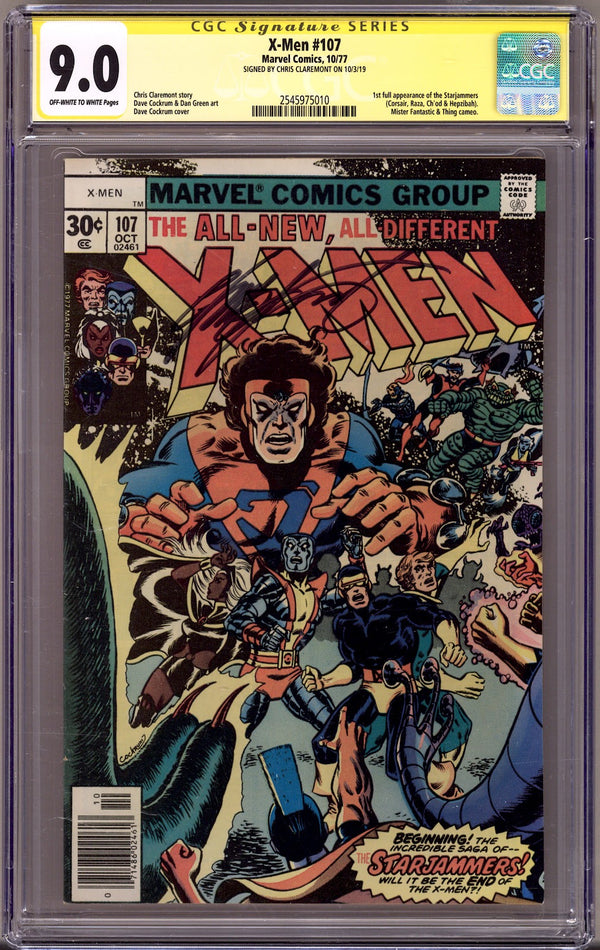The X-Men Vol 1 107 CGC 9.0 (VF/NM) (1977) Signed x1 Cover Chris Claremont