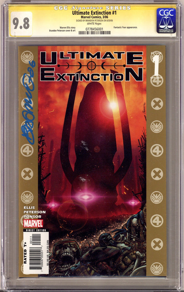Ultimate Extinction 1 CGC 9.8 (NM/M) (2006) Signed x1 Cover Brandon Peterson