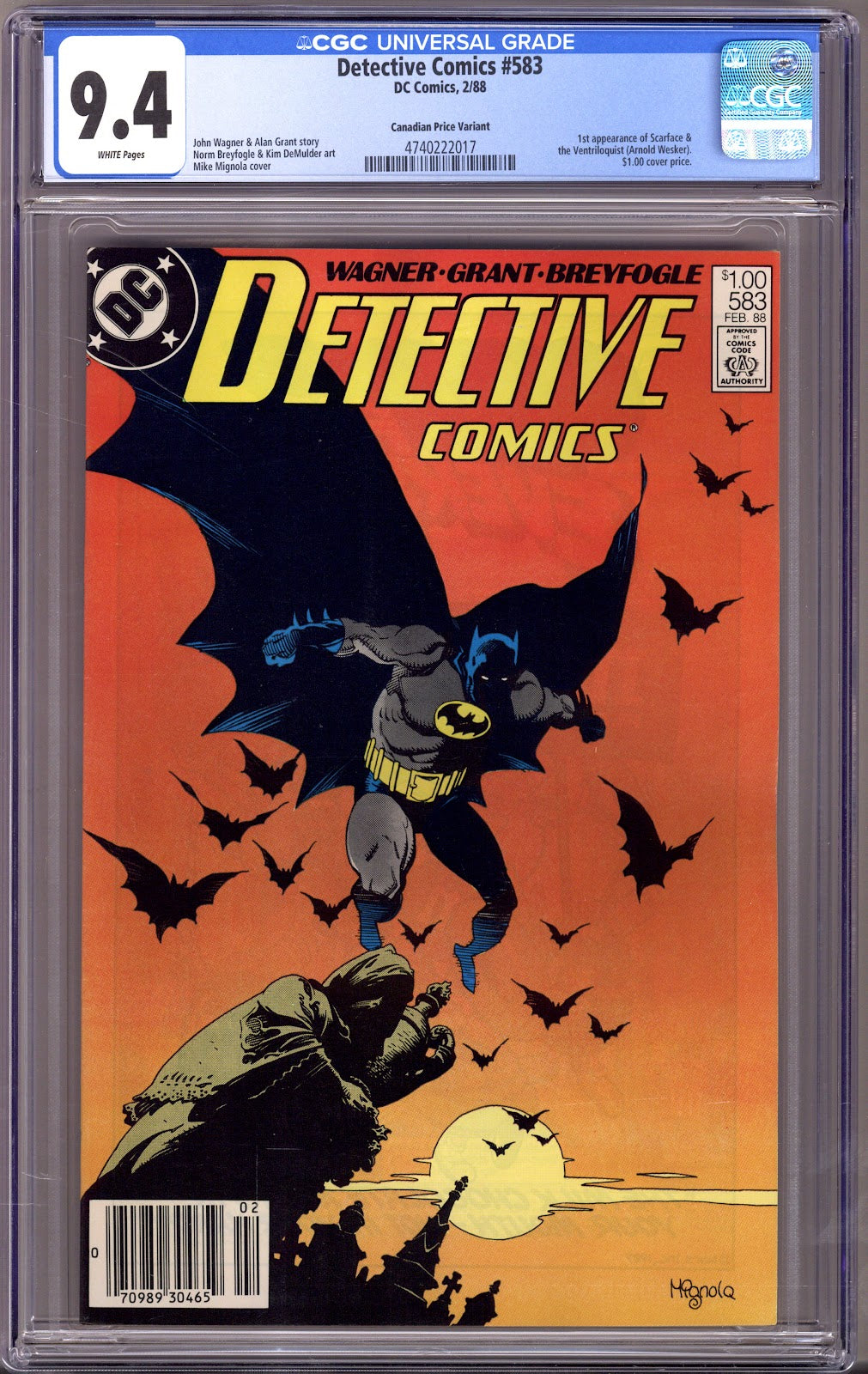 Detective Comics Vol 1 583 CGC 9.4 (NM) (1988) Canadian Price Variant 