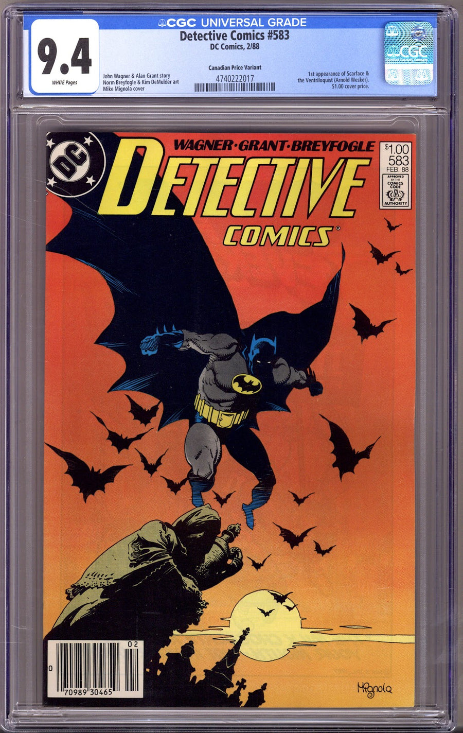 Detective Comics Vol 1 583 CGC 9.4 (NM) (1988) Canadian Price Variant 