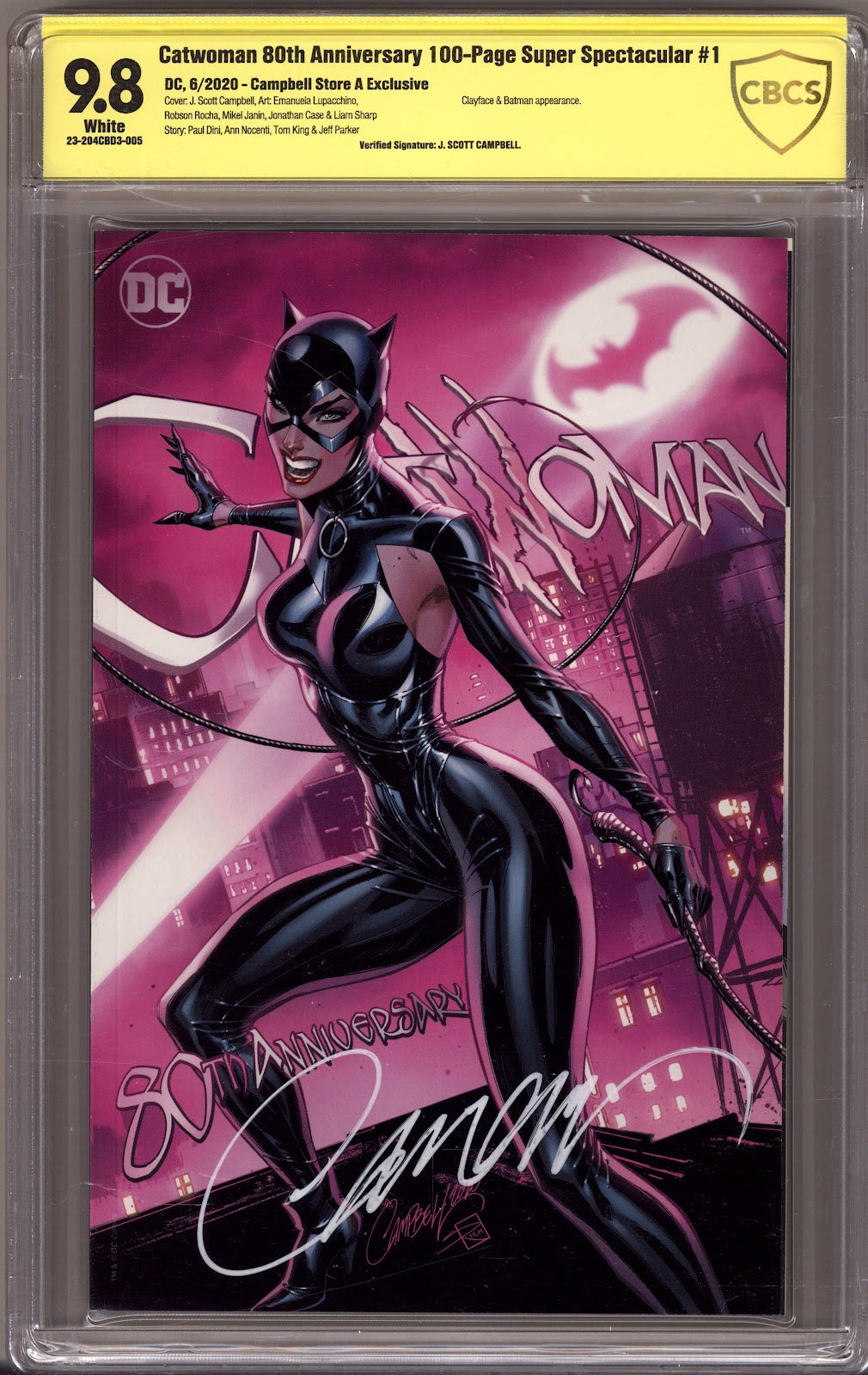 Catwoman 80th Anniversary 100-Page Super Spectacular 1 CBCS 9.8 (NM/M) (2020) Campbell Exclusive Variant Signed x1 Cover J. Scott Campbell 