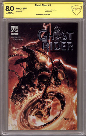 Ghost Rider Vol 4 1 CBCS 8.0 (VF) (2005) Signed x1 Cover Clayton Crain