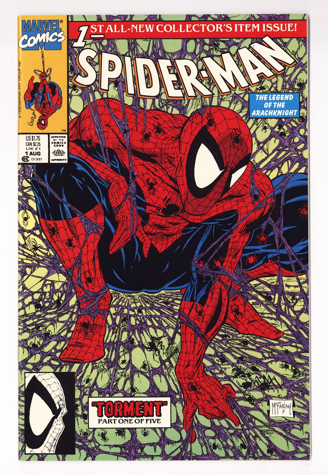 Spider-Man Vol 1 1 VF+ (8.5) (1990) Purple Web 