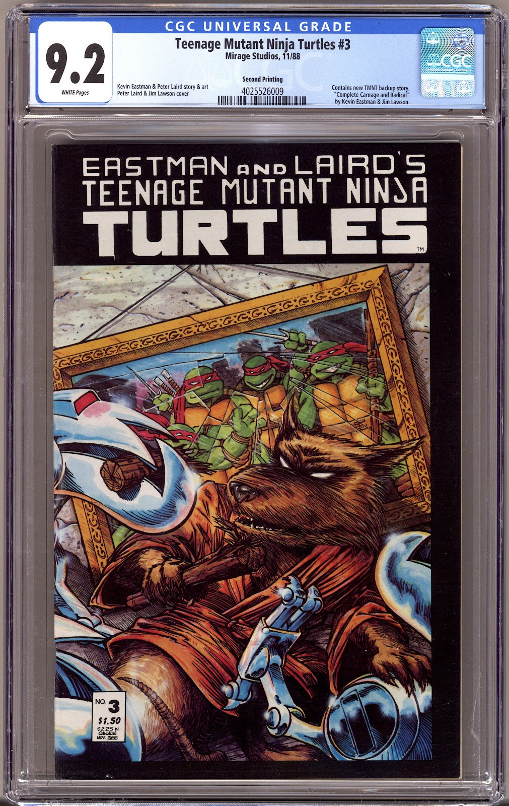 Teenage Mutant Ninja Turtles Vol 1 3 CGC 9.2 (NM-)   (1985)   2nd Print