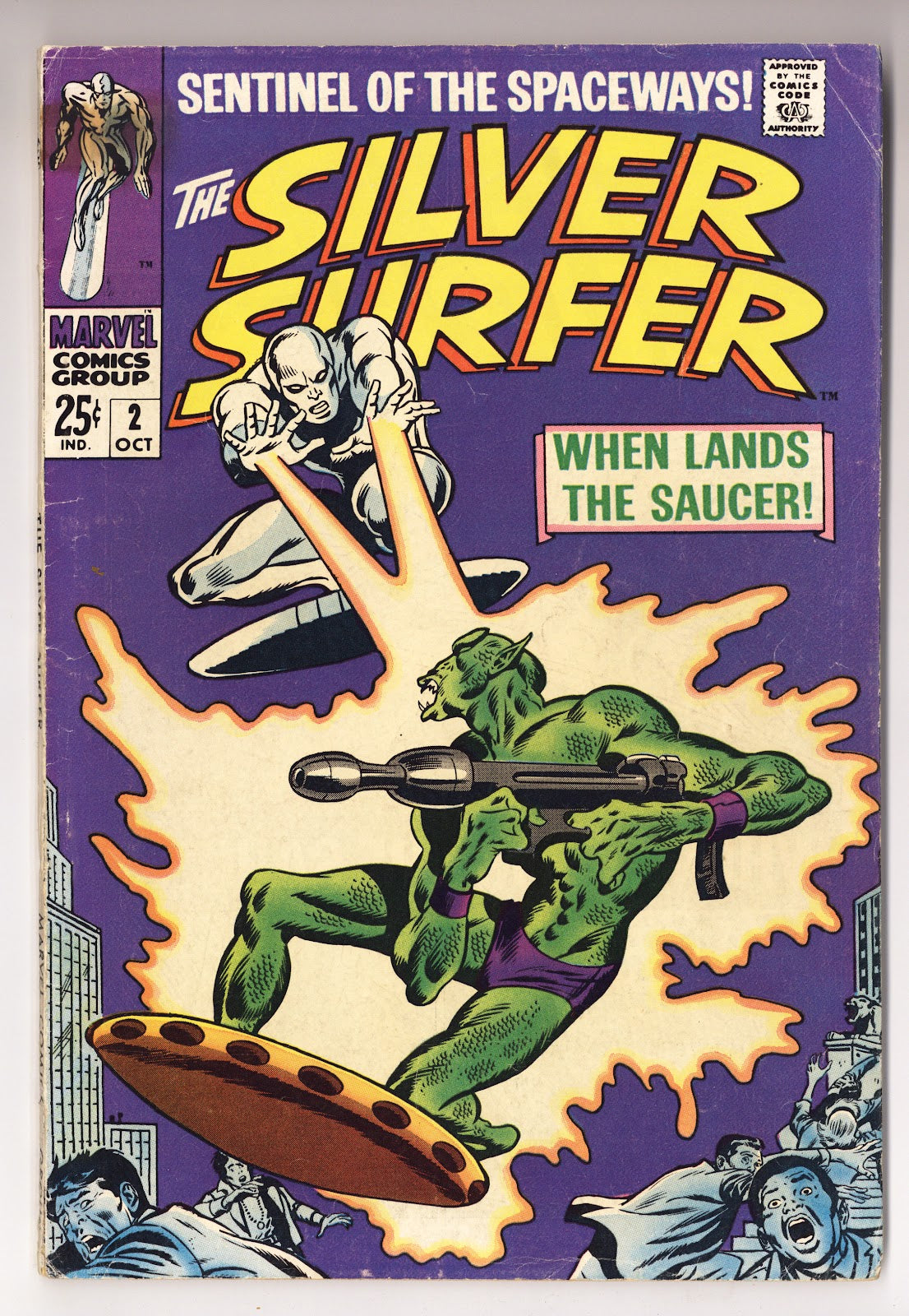 The Silver Surfer Vol 1 2 VG- (3.5) (1968)  Signed x1 1st Page John Buscema 