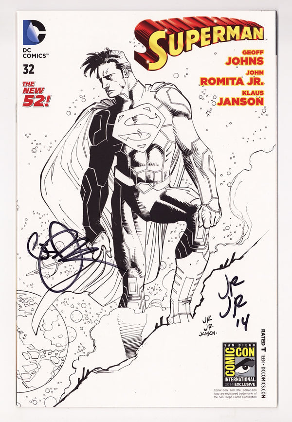 Superman Vol 3 32  VF/NM (9.0)   (2014)   San Diego Comic Con International 2014 Exclusive  Signed xJohns, Romita  2