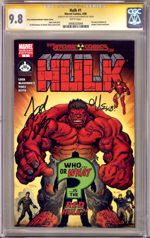 Hulk Vol 1 1 CGC 9.8 (NM/M) (2008) McGuinness Homage Exclusive Variant Signed x2 Cover Jeph Loeb & Ed McGuinness