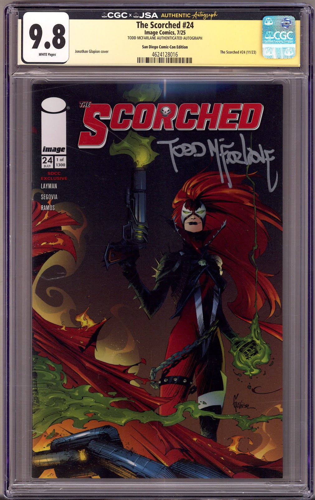 Spawn Scorched   24 CGC 9.8 (NM/M)   (2025) Glapion SDCC  Exclusive Variant  Signed x1 Cover Todd McFarlane 