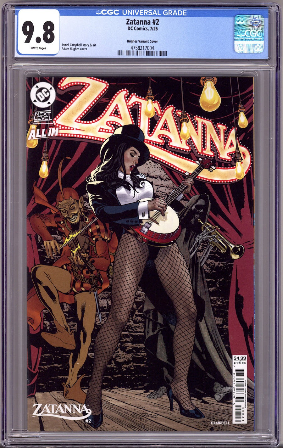 Zatanna Vol 4 2 CGC 9.8 (NM/M)   (2026) Hughes   Variant