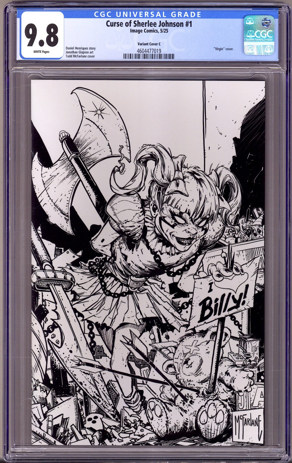 The Curse of Sherlee Johnson   1 CGC 9.8 (NM/M)   (2025) McFarlane B&W Virgin Variant  