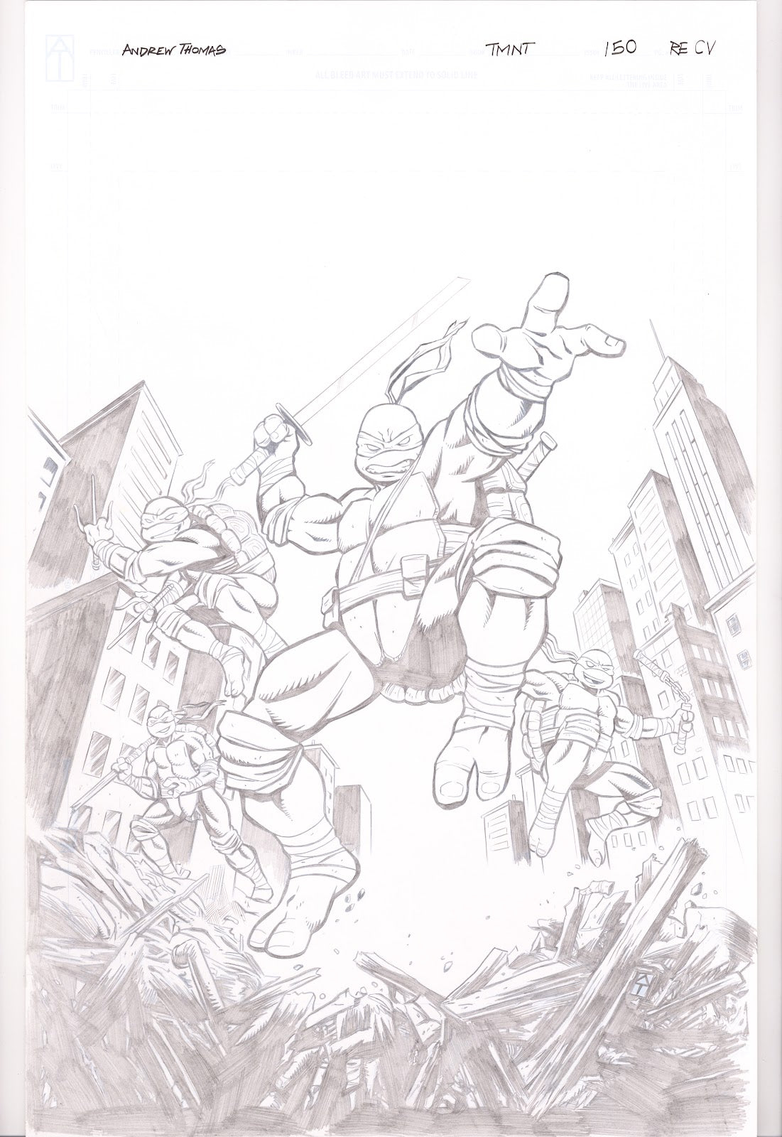 Teenage Mutant Ninja Turtles Vol 5 150 Original Cover by Andrew Thomas (2024) 