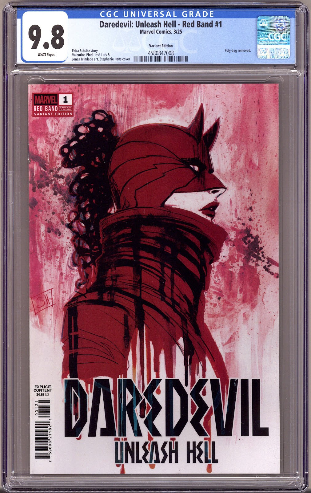 Daredevil: Unleash Hell - Red Band   1 CGC 9.8 (NM/M)   (2025) Hans   Variant  