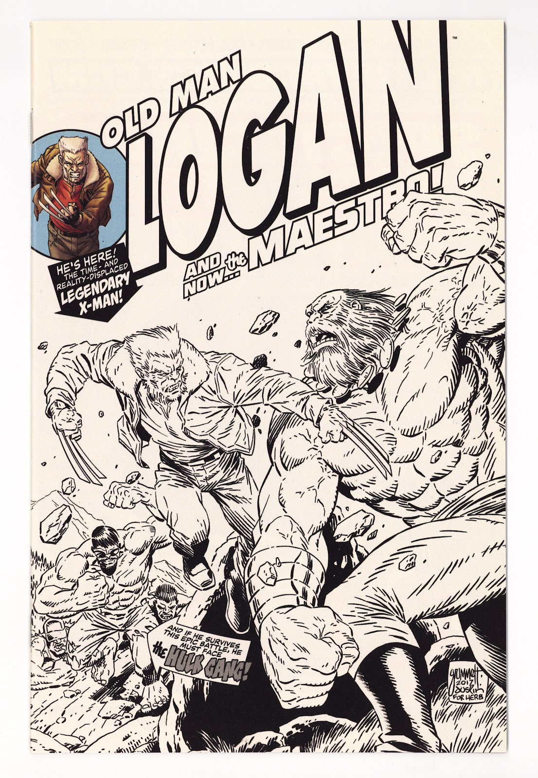 Old Man Logan Vol 2 25  NM- (9.2)   (2017) Grummett Homage B&W Variant  