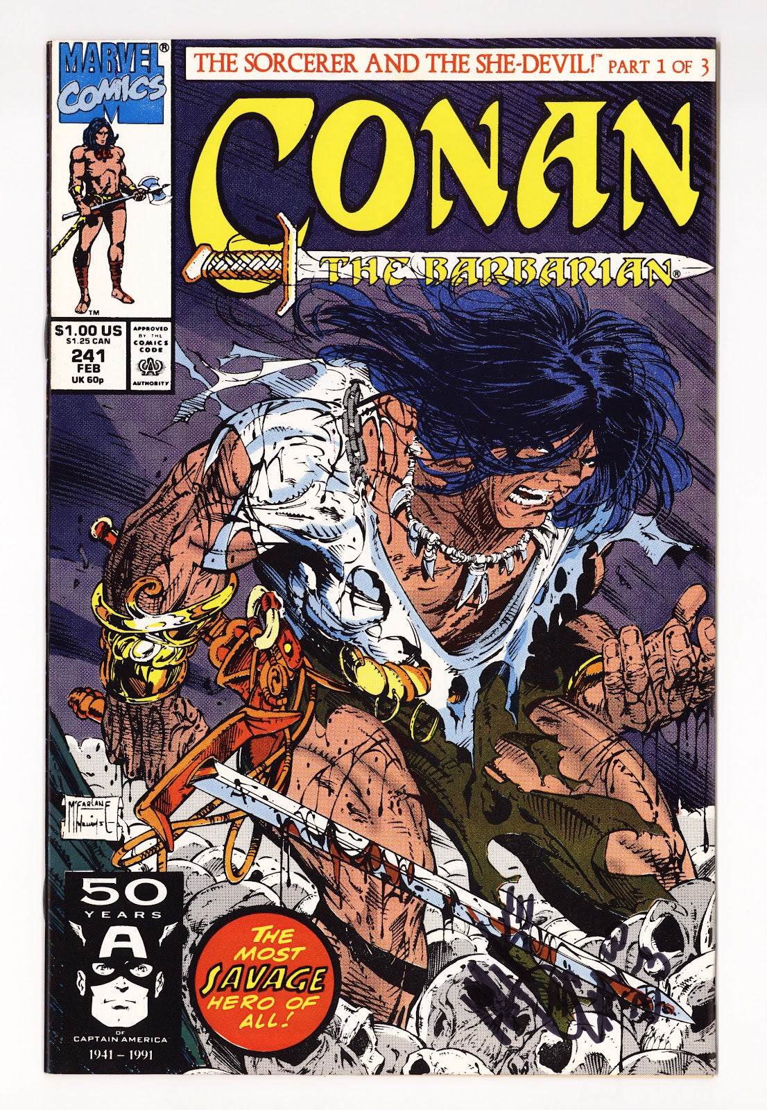 Conan the Barbarian Vol 1 241 VF/NM (9.0) (1991) Signed x1 Cover Mike DeCarlo 