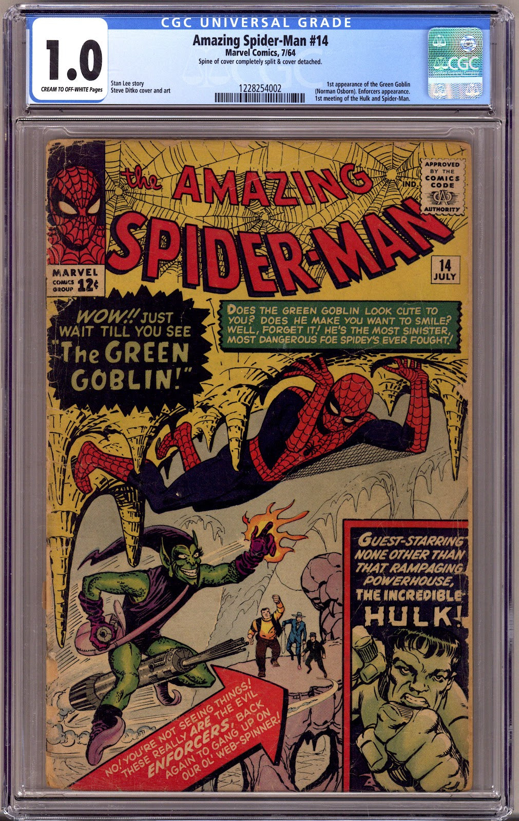 The Amazing Spider-Man Vol 1 14 CGC 1.0 (FR) Cover Detached  (1964)