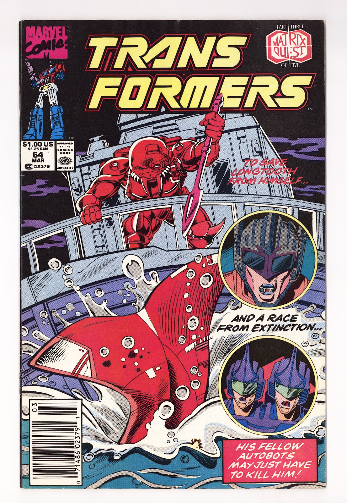 The Transformers Vol 1 64  VF- (7.5)   (1990)   Newsstand  