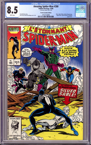 L'Etonnant Spider-Man Vol 1 185 CGC 8.5 (VF+) Amazing Spider-Man #280 French  (1986)