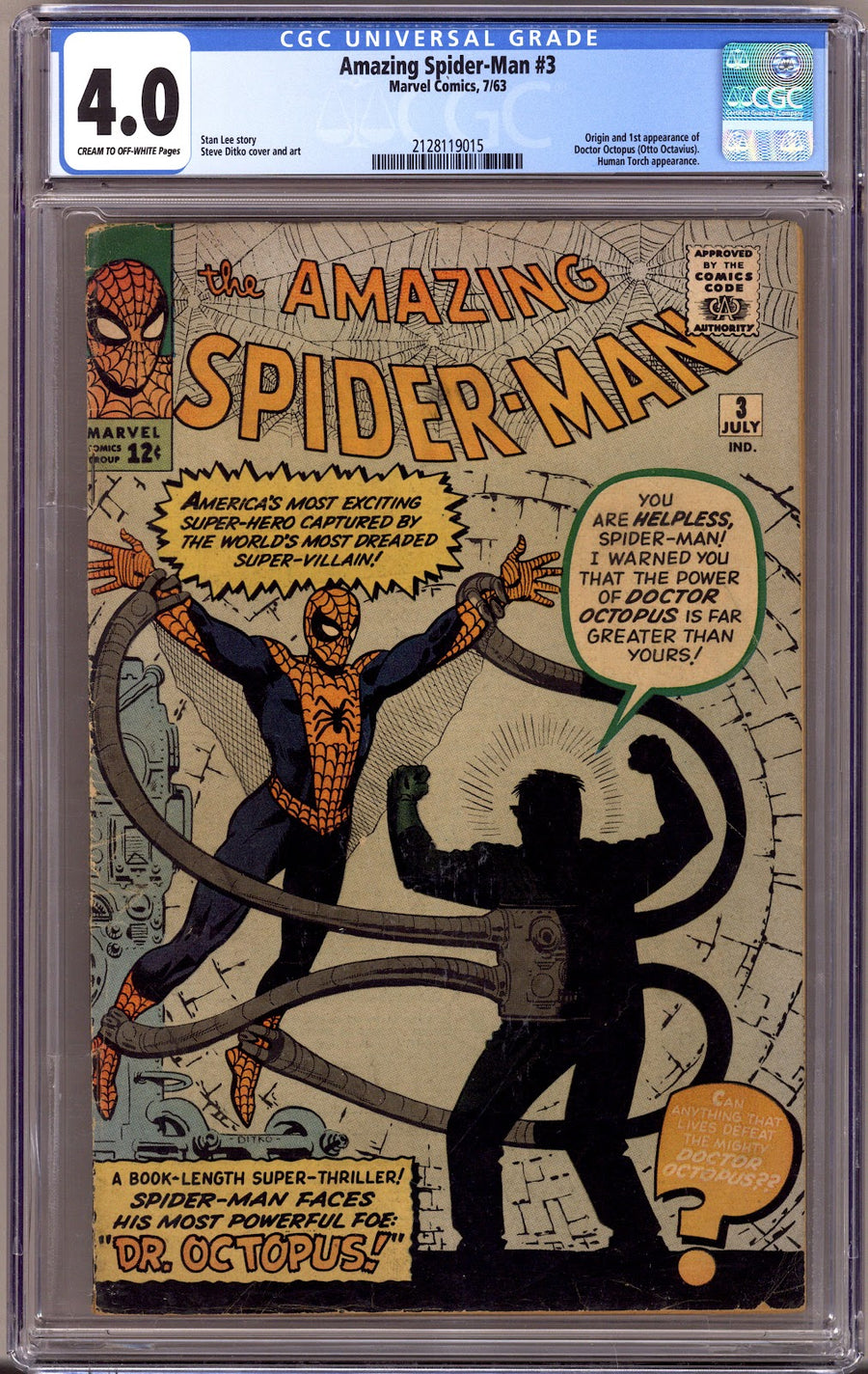 The Amazing Spider-Man Vol 1 3 CGC 4.0 (VG)   (1963)