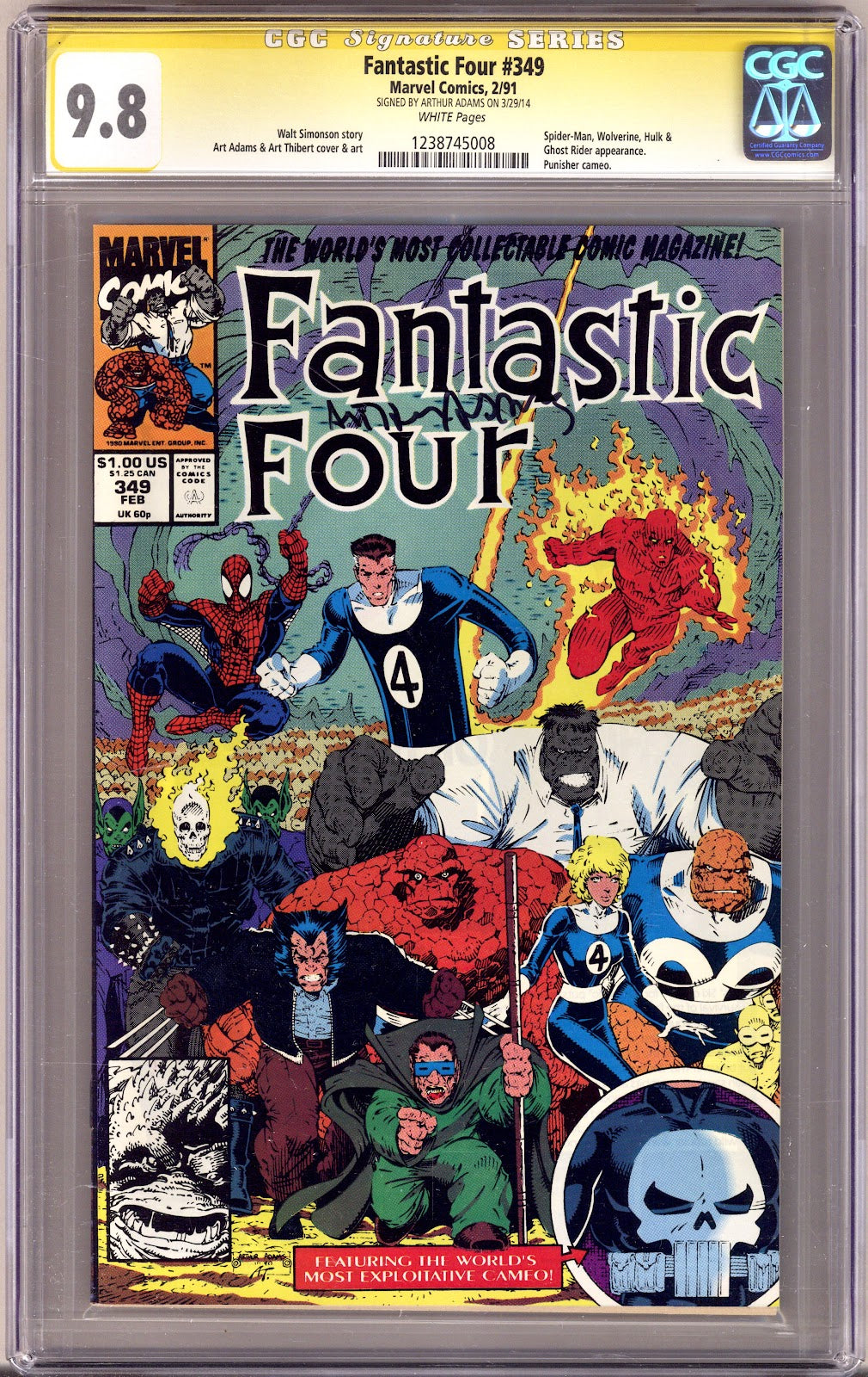 Fantastic Four Vol 1 349 CGC 9.8 (NM/M) (1991) Signed x1 Cover Art Adams 