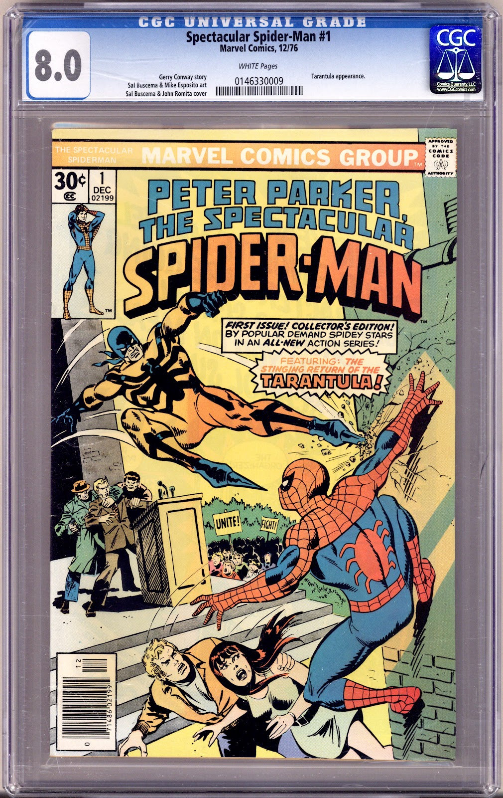 The Spectacular Spider-Man Vol 1 1 CGC 8.0 (VF) Sun Faded (1976) 