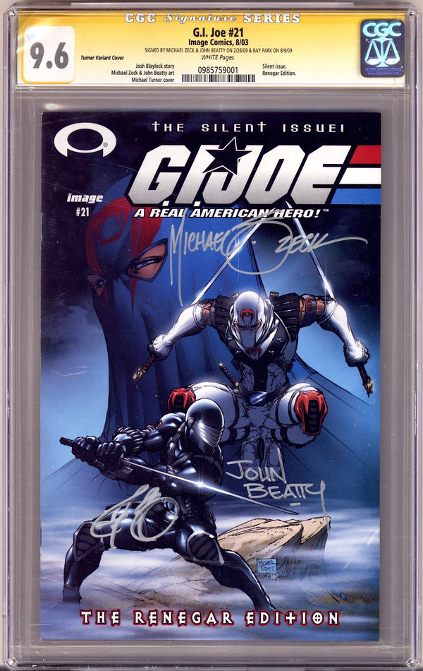 G.I. Joe 21 CGC 9.6 (NM+) (2003) Turner Exclusive Variant Signed x3 Cover Zeck, Beatty & Park