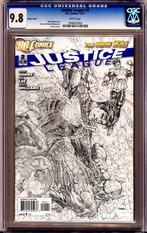Justice League Vol 1 2 CGC 9.8 (NM/M) (2011) Lee Sketch Incentive Variant