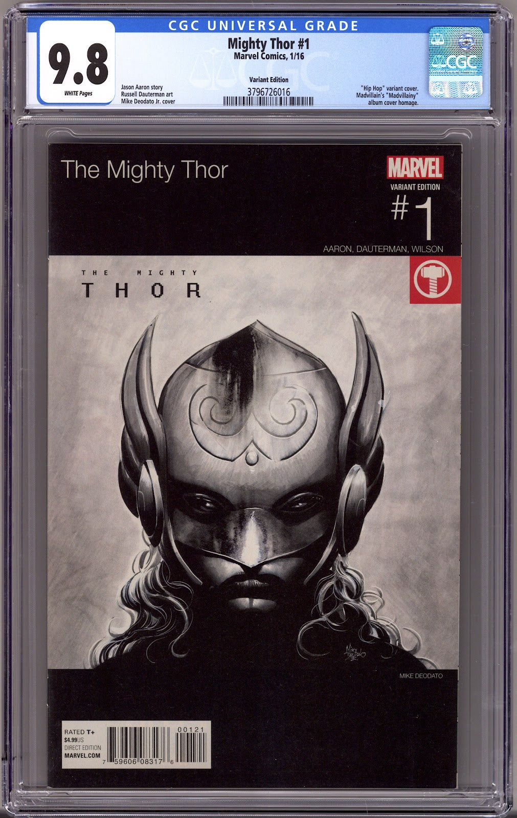 Mighty Thor Vol 2 1 CGC 9.8 (NM/M)   (2016) Jr. Hip-Hop  Variant