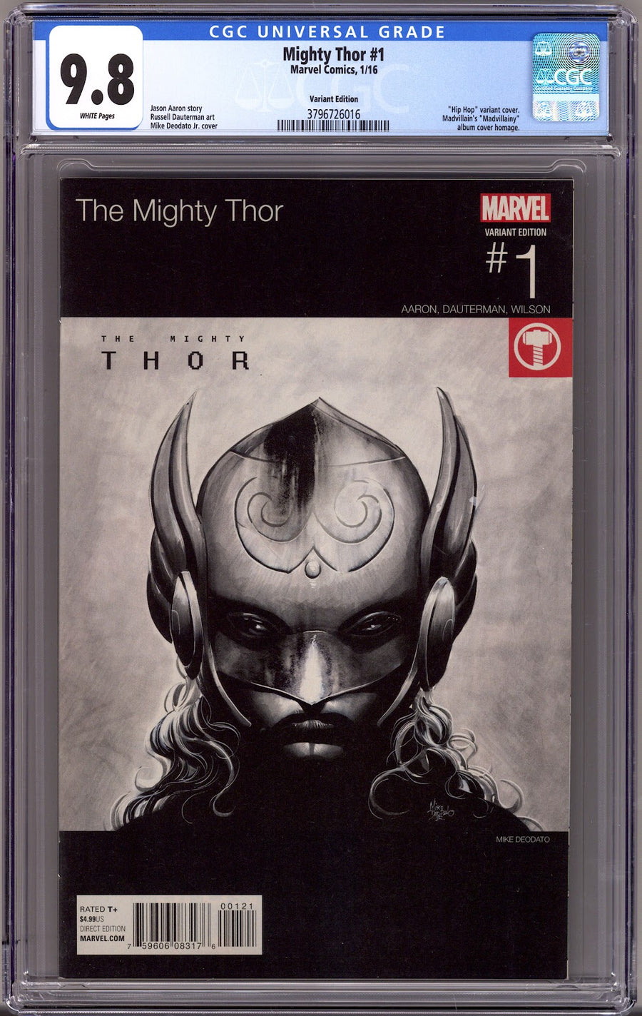Mighty Thor Vol 2 1 CGC 9.8 (NM/M)   (2016) Jr. Hip-Hop  Variant
