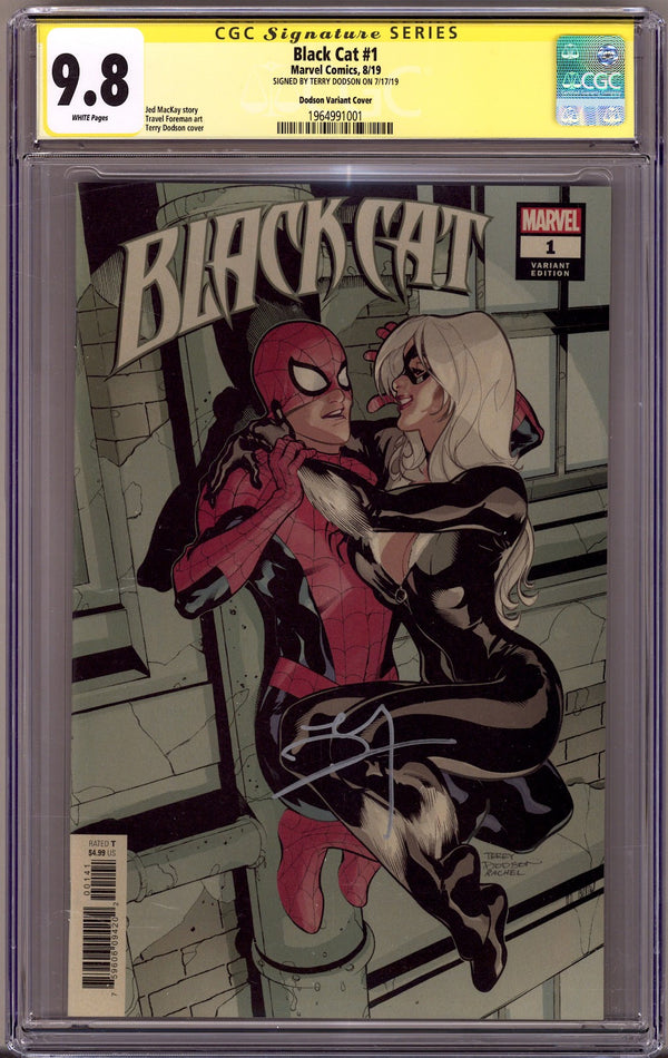 Black Cat Vol 1 1 CGC 9.8 (NM/M) (2019) Dodson Incentive Variant Signed x1 Cover Terry Dodson