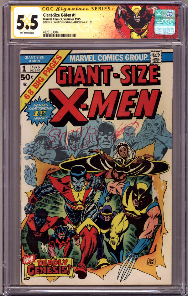 Giant-Size X-Men Vol 1 1 CGC 5.5 (FN-)   (1975)     Signed / Remarked x1 Cover Chris Claremont