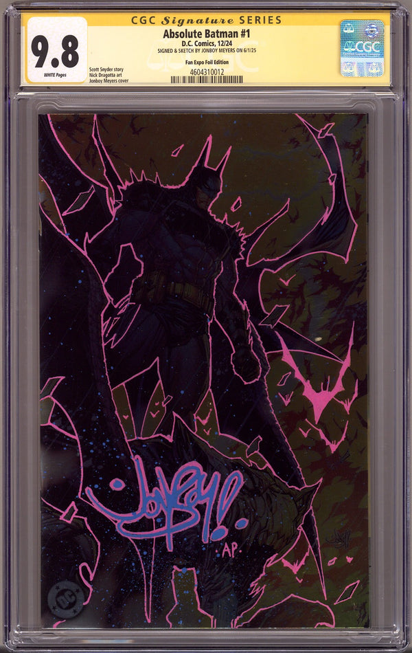Absolute Batman   1 CGC 9.8 (NM/M) Artist Proof  (2024) Meyers   Exclusive Variant  Signed / Remarked x1 Cover Jonboy Meyers
