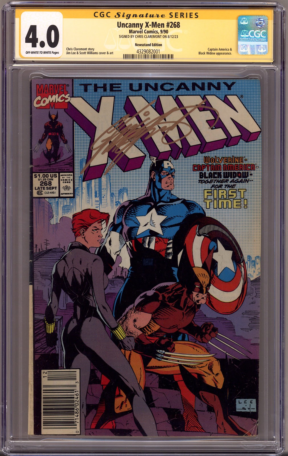 The Uncanny X-Men Vol 1 268 CGC 4.0 (VG)   (1990)   Newsstand  Signed x1 Cover Chris Claremont 