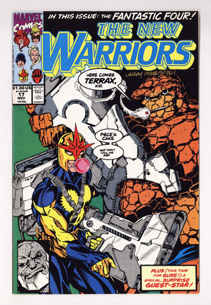 The New Warriors Vol 1 17  Mid Grade   (1991)     Signed x Cover Larry Mahlstedt