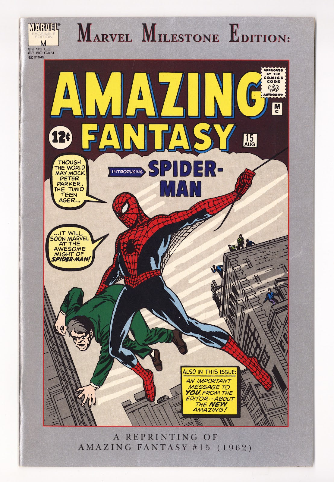 Marvel Milestone Edition: Amazing Fantasy #15 [nn] Mid Grade (1992) Newsstand 