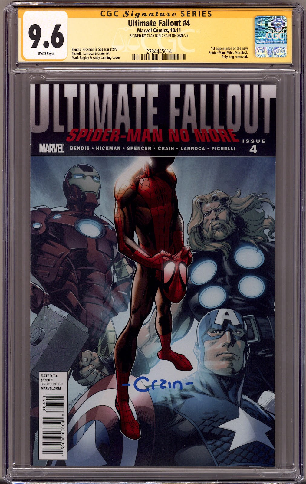 Ultimate Fallout   4 CGC 9.6 (NM+) Blue Signature  (2011)     Signed x1 Cover Clayton Crain