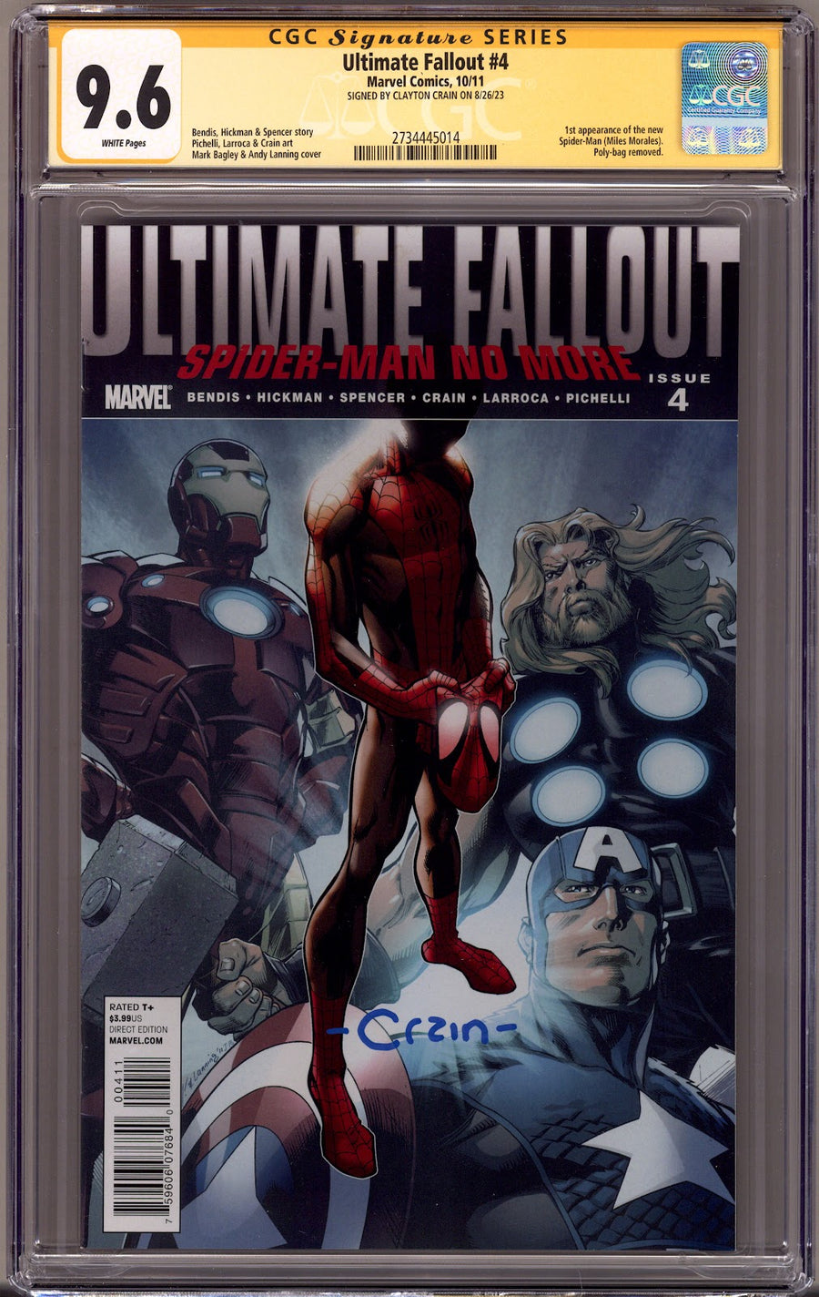 Ultimate Fallout   4 CGC 9.6 (NM+) Blue Signature  (2011)     Signed x1 Cover Clayton Crain