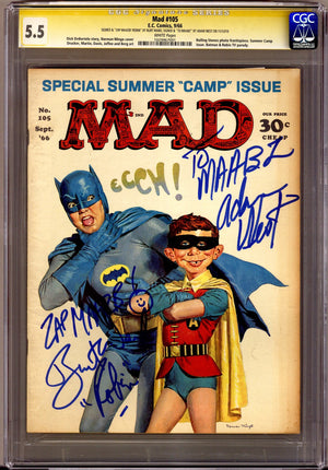 Mad 105 CGC 5.5 (FN-) (1966)  Signed x2 Cover Adam West & Burt Ward