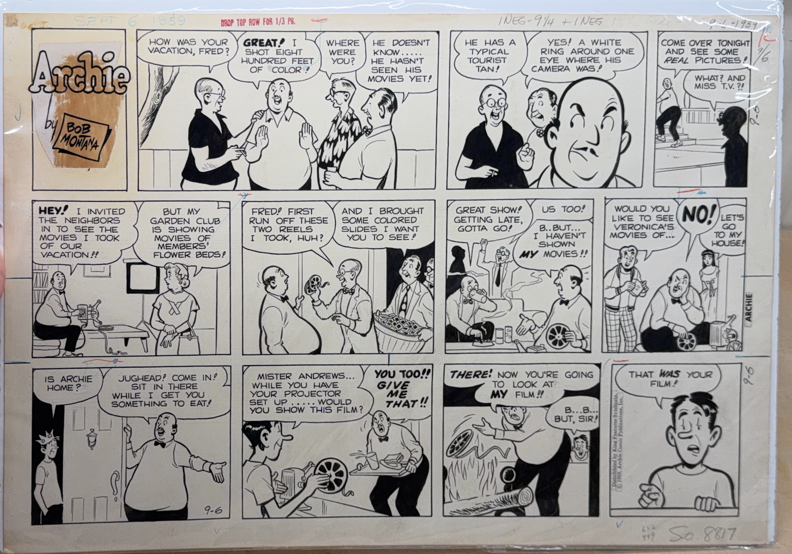 Bob Montana Archie Comic Strip Original Art [nn] (1959) 