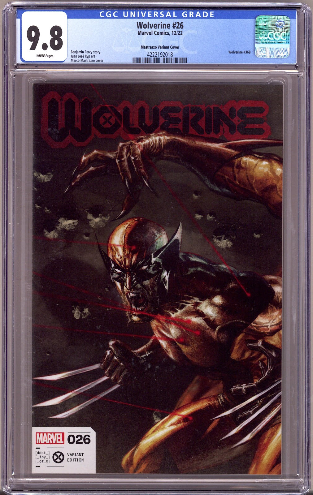 Wolverine Vol 7 26 CGC 9.8 (NM/M) (2022) Mastrazzo Exclusive Variant 