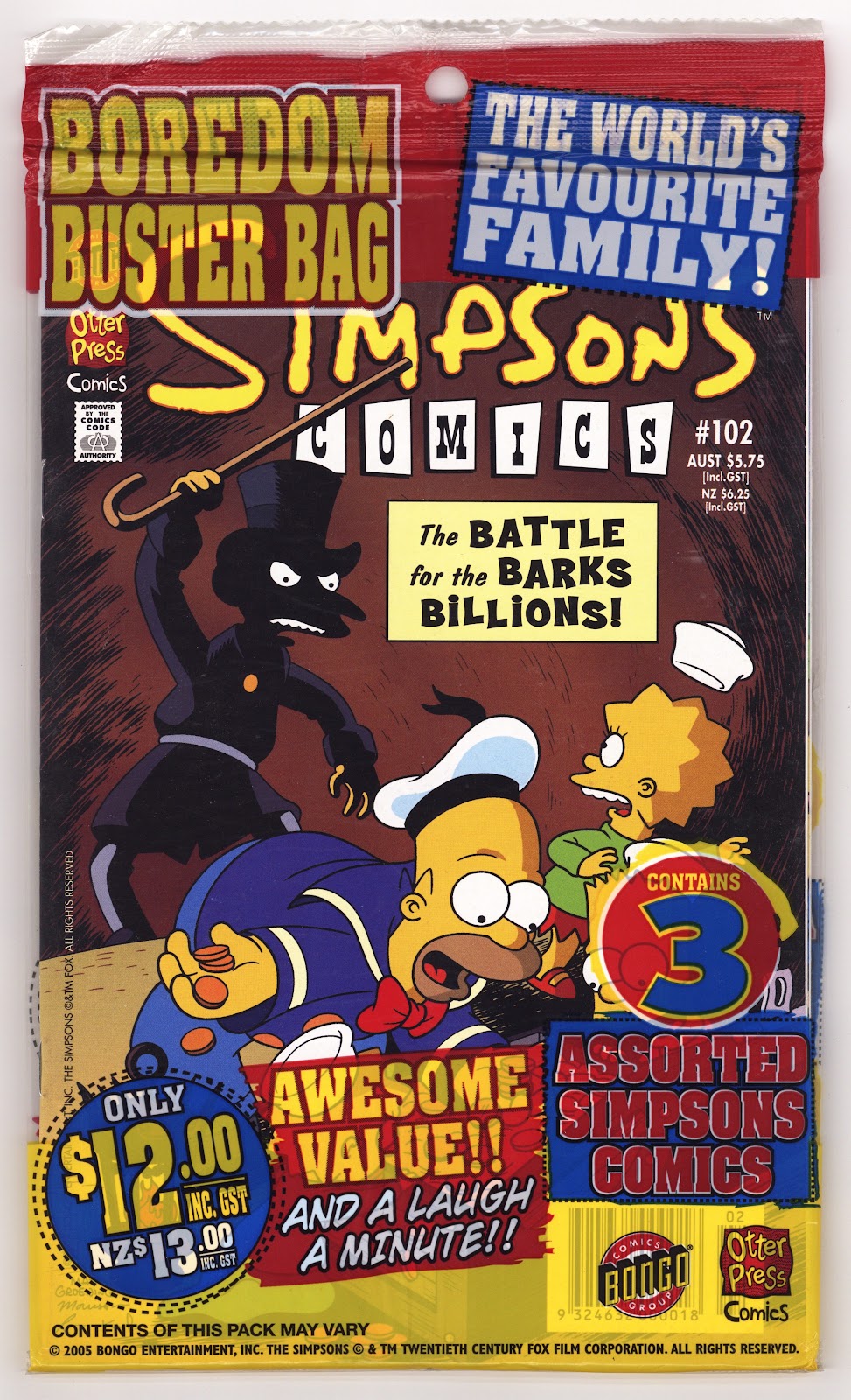 Simpsons Boredom Buster Bag [nn] Sealed Australian 3-Pack (2005) 