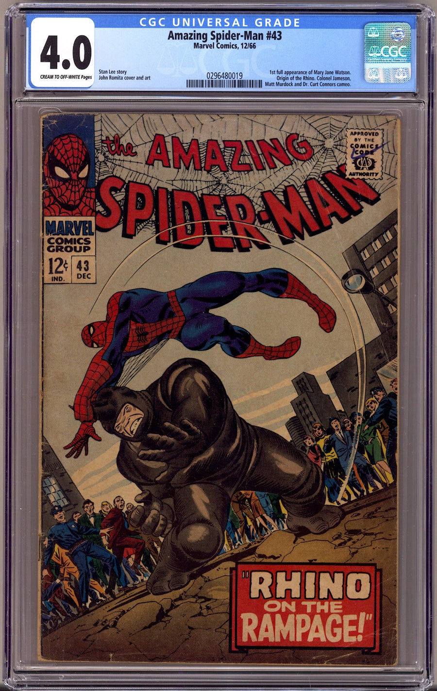The Amazing Spider-Man Vol 1 43 CGC 4.0 (VG)   (1966)
