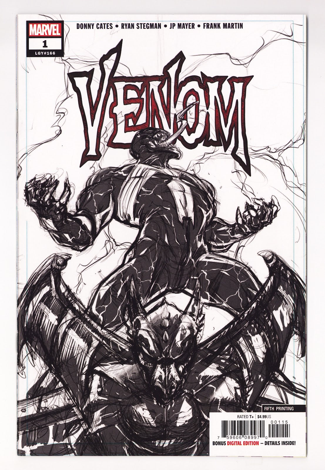 Venom Vol 4 1 (166)  NM- (9.2)   (2018) Stegman Sketch  5th Print  