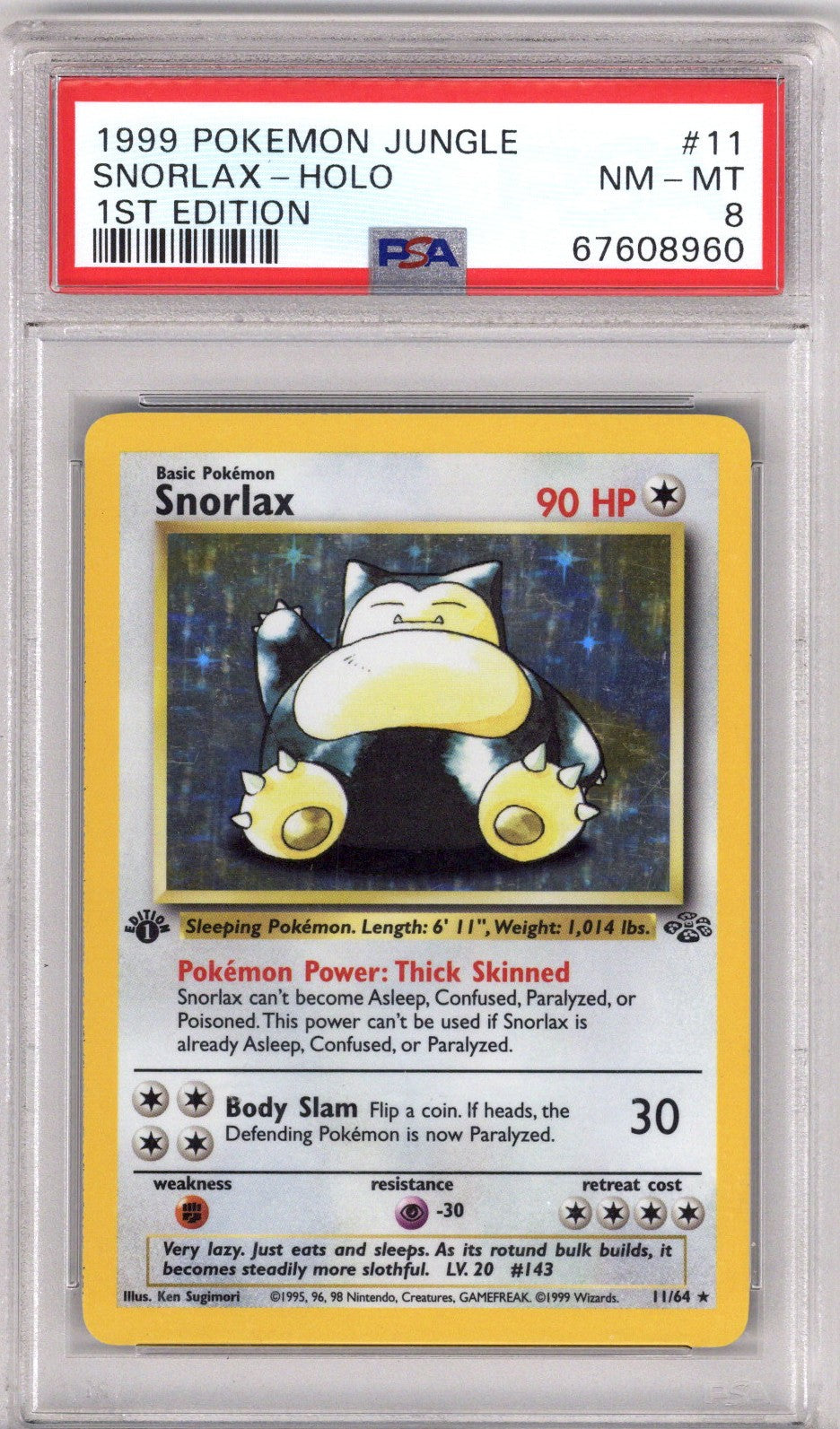 Pokemon Jungle Snorlax 1St Edition PSA 8 (1999)