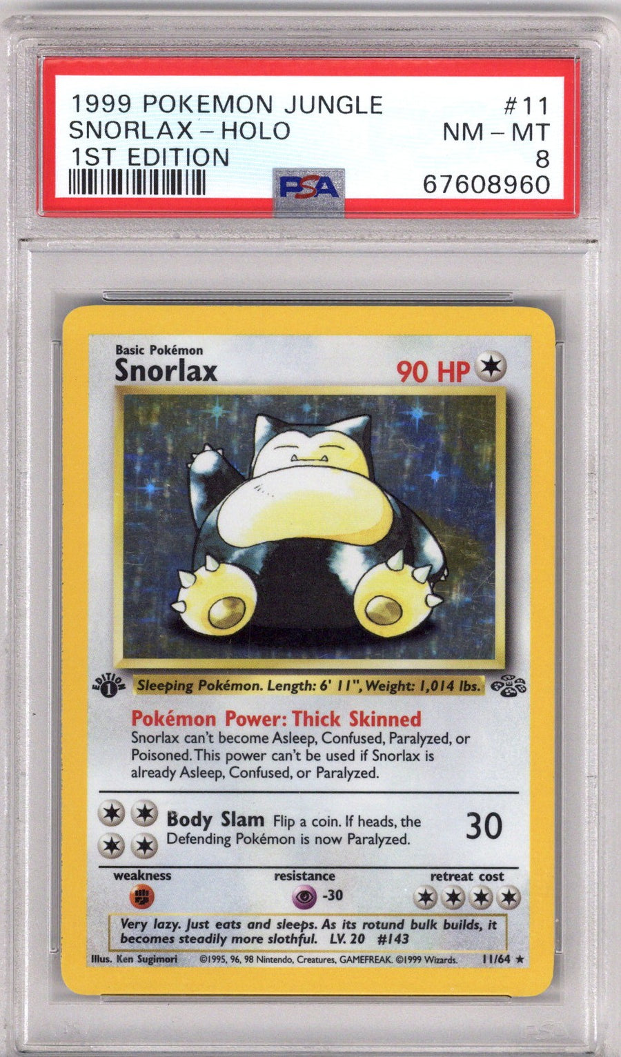 Pokemon Jungle Snorlax 1St Edition PSA 8 (1999)