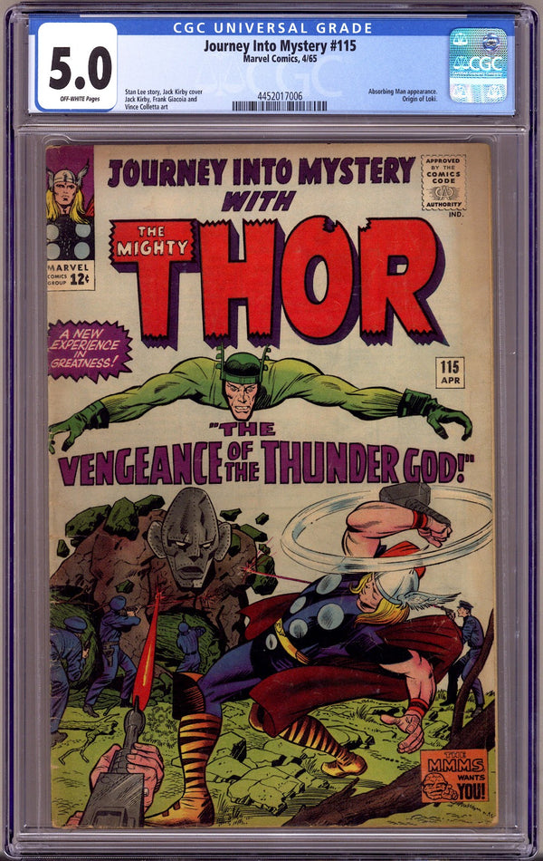 Journey into Mystery Vol 1 115 CGC 5.0 (VG/FN)   (1965)